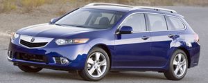 Превью обои acura, tsx, 2010, синий, вид сбоку, стиль, авто, акура, природа, трава, асфальт