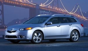 Превью обои acura, tsx, 2010, серебряный металлик, вид сбоку, стиль, авто, акура, мост, огни, асфальт