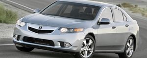 Превью обои acura, tsx, 2010, серый, вид сбоку, стиль, авто, акура, природа, движение, дорога