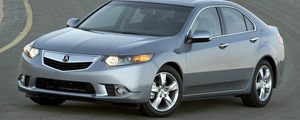 Превью обои acura, tsx, 2010, серый металлик, вид спереди, стиль, авто, акура, асфальт