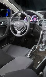 Превью обои acura, tsx, салон, интерьер, руль, спидометр