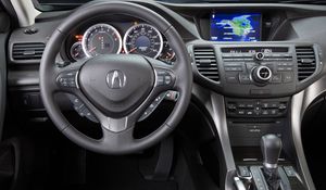 Превью обои acura, tsx, салон, интерьер, руль, спидометр