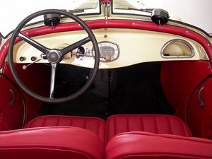 Превью обои adler, 1935, красный, салон, интерьер, руль, ретро