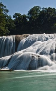 Превью обои agua azul, синие воды, мексика, водопад