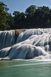 Превью обои agua azul, синие воды, мексика, водопад