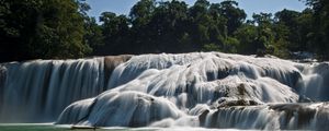 Превью обои agua azul, синие воды, мексика, водопад