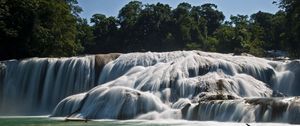 Превью обои agua azul, синие воды, мексика, водопад