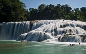 Превью обои agua azul, синие воды, мексика, водопад