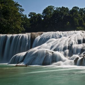 Превью обои agua azul, синие воды, мексика, водопад