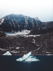 Превью обои айсберг, льдина, озеро, гора, море, берег
