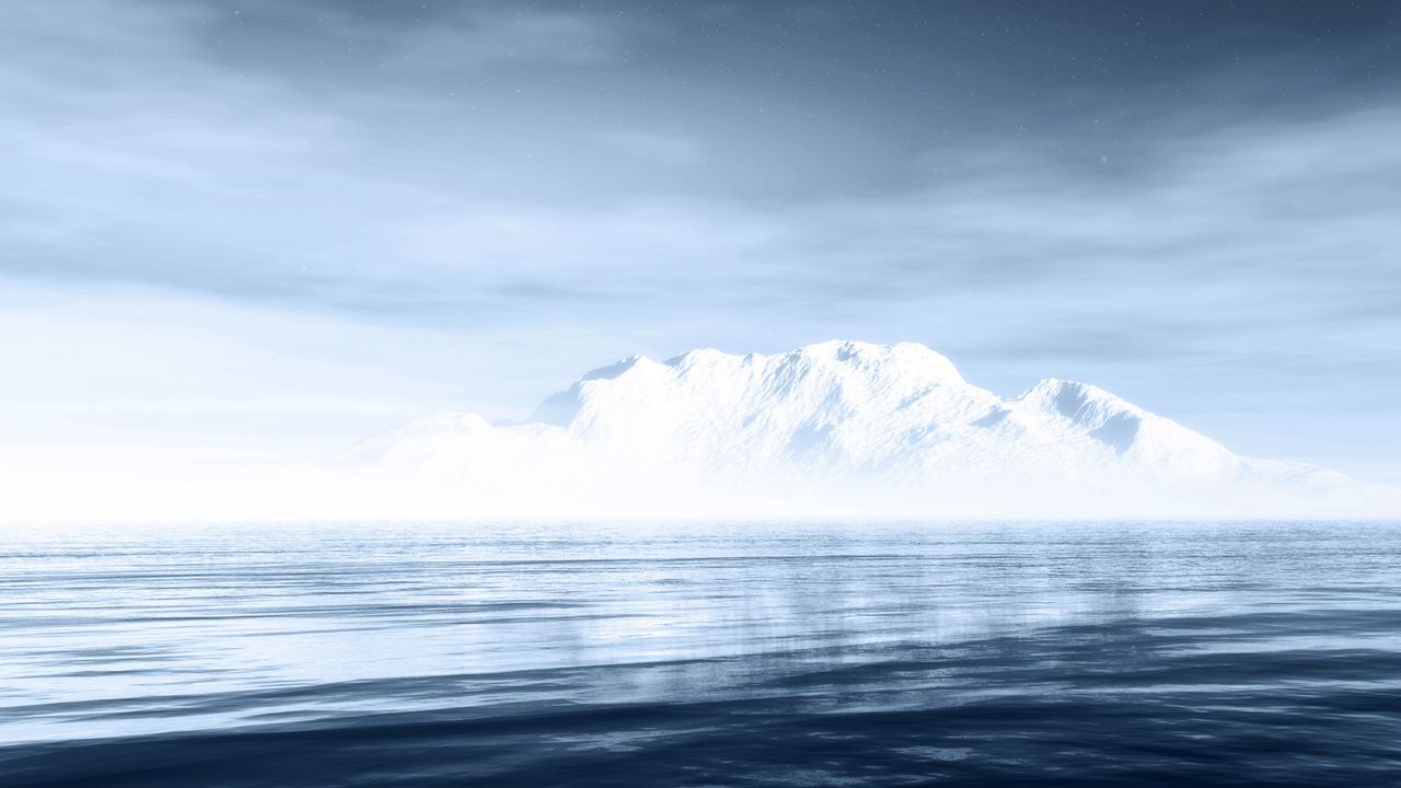 Обои айсберг, море, гора, горизонт