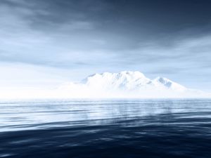 Превью обои айсберг, море, гора, горизонт