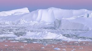 Превью обои айсберг, розовый, белый, холод, гренландия
