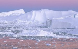 Превью обои айсберг, розовый, белый, холод, гренландия