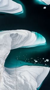 Превью обои айсберги, ледник, вид сверху, лед, вода
