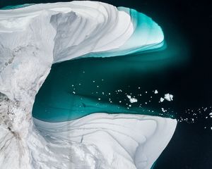 Превью обои айсберги, ледник, вид сверху, лед, вода
