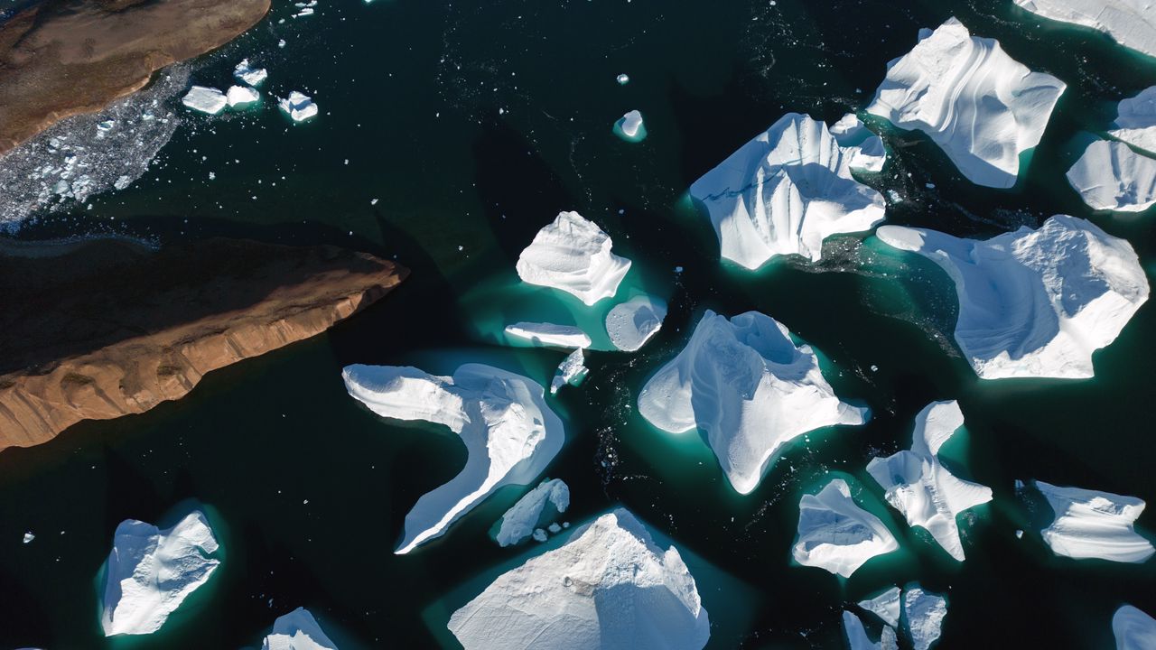 Обои айсберги, море, лед, вид сверху, природа