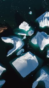 Превью обои айсберги, море, лед, вид сверху, природа