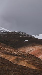 Превью обои акюрейри, исландия, возвышенности, снег, небо