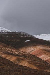 Превью обои акюрейри, исландия, возвышенности, снег, небо