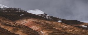 Превью обои акюрейри, исландия, возвышенности, снег, небо