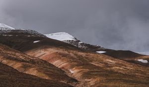 Превью обои акюрейри, исландия, возвышенности, снег, небо