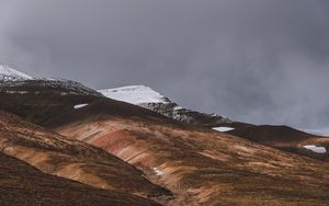 Превью обои акюрейри, исландия, возвышенности, снег, небо