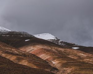 Превью обои акюрейри, исландия, возвышенности, снег, небо
