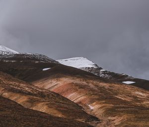 Превью обои акюрейри, исландия, возвышенности, снег, небо