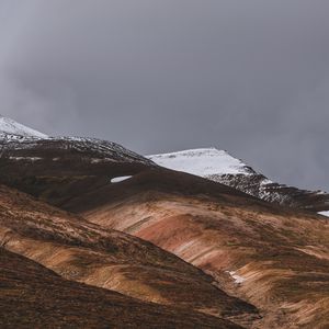 Превью обои акюрейри, исландия, возвышенности, снег, небо