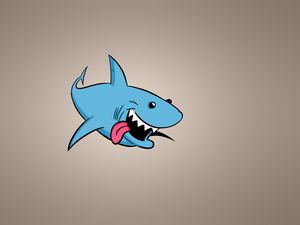 Превью обои акула, арт, фон, высунутый язык