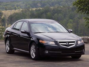 Превью обои акура, 2007, черный, вид спереди, стиль, acura, tl, авто, природа, деревья