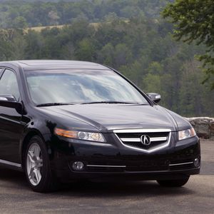 Превью обои акура, 2007, черный, вид спереди, стиль, acura, tl, авто, природа, деревья