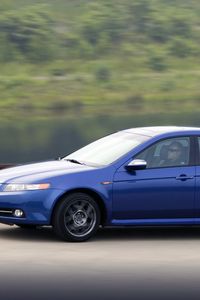 Превью обои акура, 2007, синий, вид сбоку, стиль, acura, tl, авто, скорость, природа