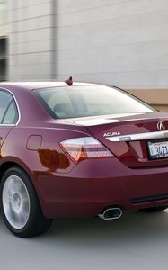 Превью обои акура, 2008, красный, вид сзади, стиль, acura, rl, авто, скорость, асфальт