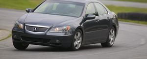 Превью обои акура, черный, вид спереди, стиль, acura, rl, авто, скорость, движение, поворот, асфальт