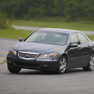 Превью обои акура, черный, вид спереди, стиль, acura, rl, авто, скорость, движение, поворот, асфальт