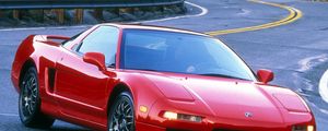 Превью обои акура, нсх, 1999, красный, вид спереди, спорт, acura, nsx, стиль, авто, дорога, природа