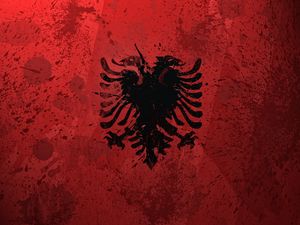 Превью обои албания, флаг, герб, фон, краска, символика, текстура