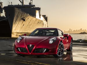 Превью обои alfa romeo, 4c, 2015, красный, спорткар, купе