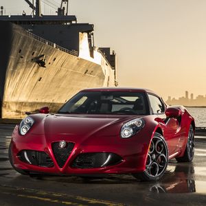 Превью обои alfa romeo, 4c, 2015, красный, спорткар, купе