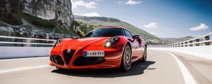 Превью обои alfa romeo, 4c, au-spec, красный, вид спереди