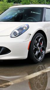 Превью обои alfa romeo 4c, белый, вид сбоку