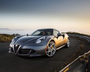 Превью обои alfa romeo, 4c, серебристый, вид сбоку