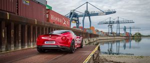 Превью обои alfa romeo, 4c, zender, красный, вид сзади