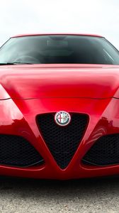 Превью обои alfa romeo, красный, вид спереди