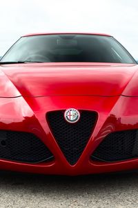 Превью обои alfa romeo, красный, вид спереди