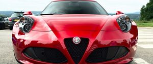 Превью обои alfa romeo, красный, вид спереди