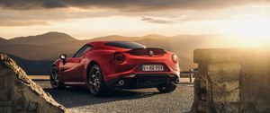 Превью обои alfa-romeo, 4c, launch edition, красный, вид сзади