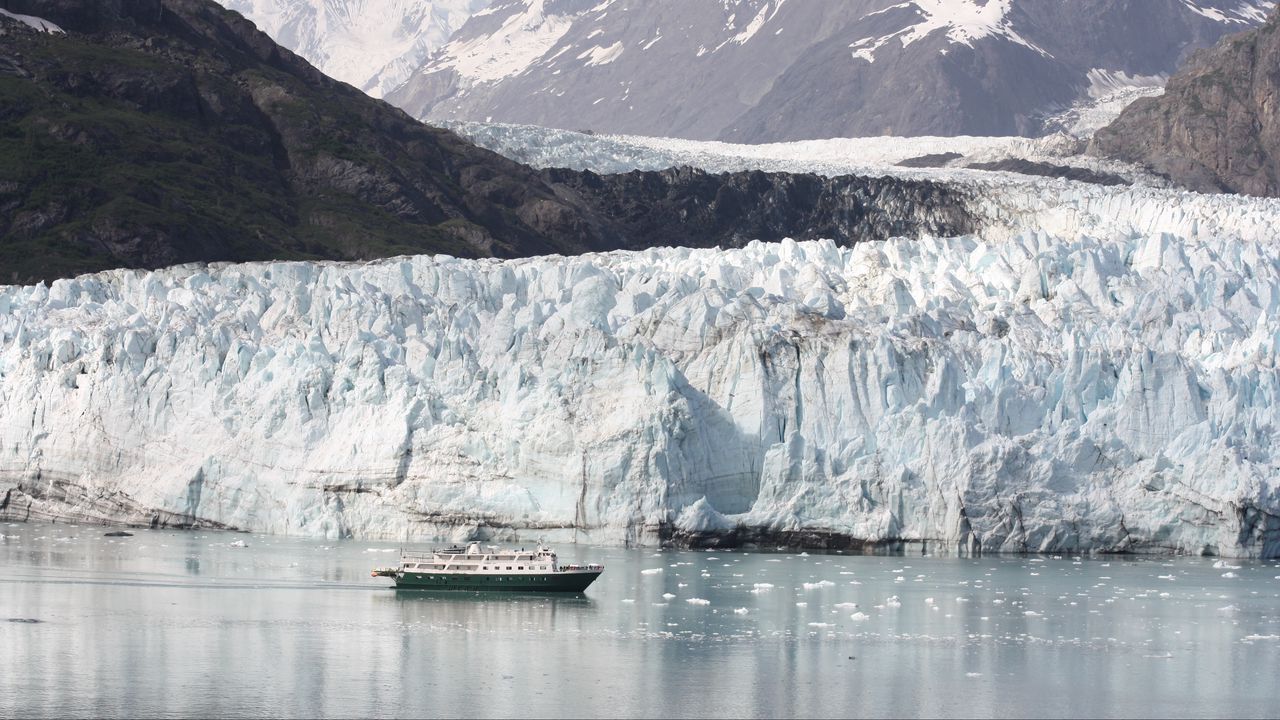 Обои аляска, ледник, залив, корабль
